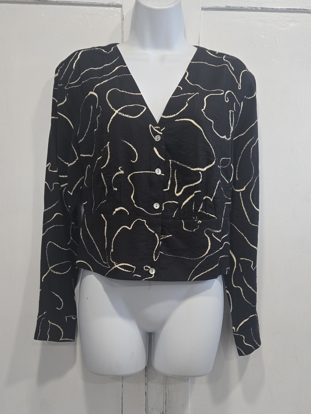 MADEWELL CROP BUTTON FRONT BLOUSE... SUZE SMALL.. #8201
